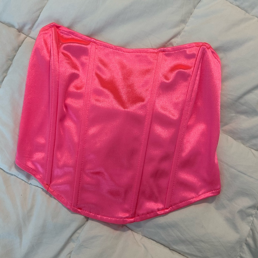 Hot pink stretch corset top